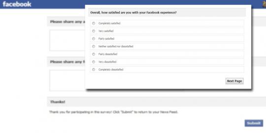 Facebook sebarkan survei secara random