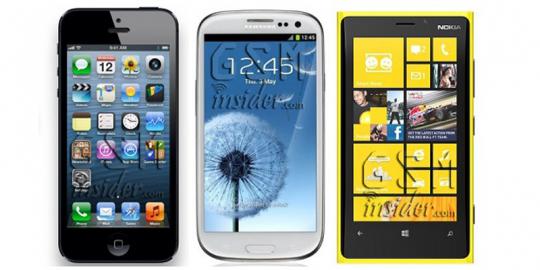 Komparasi spek iPhone 5 vs Lumia 920 vs Galaxy S3