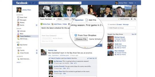 Facebook integrasikan Dropbox untuk sharing di group