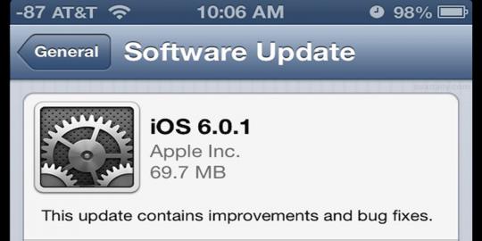 Apple hilangkan 'serangga' di iOS 6