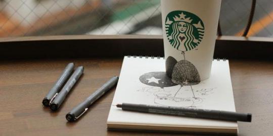 Seniman Jepang ubah cangkir Starbucks jadi kanvas lukis