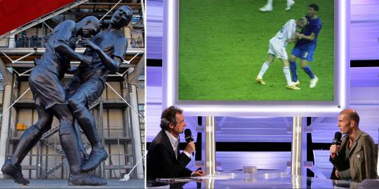 Patung Zinadine Zidane menanduk Materazzi di Paris
