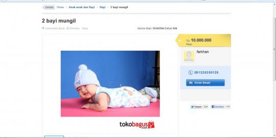 Pemilik akun jual bayi di Tokobagus.com terancam 12 tahun bui