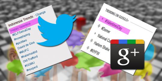 Valentine puncaki trending topic di Twitter dan Google+