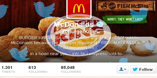 Account Twitter resmi Burger King dilumpuhkan hacker