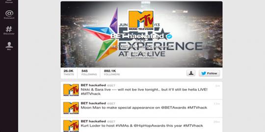 Kini, giliran account Twitter milik MTV dan BET yang bobol