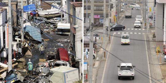 Foto saat dan sesudah tragedi tsunami Jepang