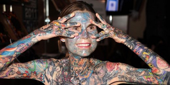 2. Julia Gnuse, also known as "The Illustrated Lady", has 95% of her body covered in tattoos. - wide 2