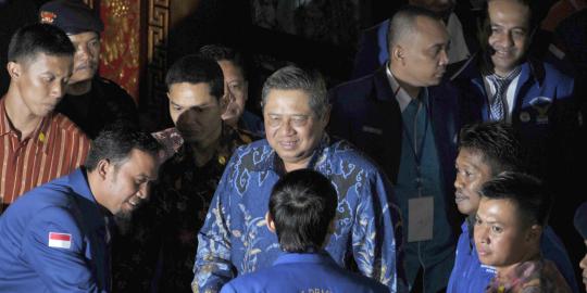 Tiba di lokasi kongres, Presiden SBY disambut anggota partai