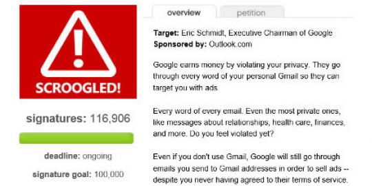 Gerakan 'Anti Google' mencapai 117 ribu tanda tangan