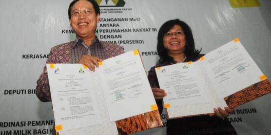 Menpera dan PT Pertamina tandatangani MoU rumah susun