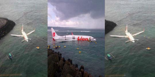 Mendarat di Ngurah Rai, pesawat Lion Air tercebur ke laut