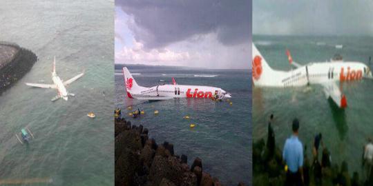 Tergelincir ke laut, badan Lion Air patah jadi 2