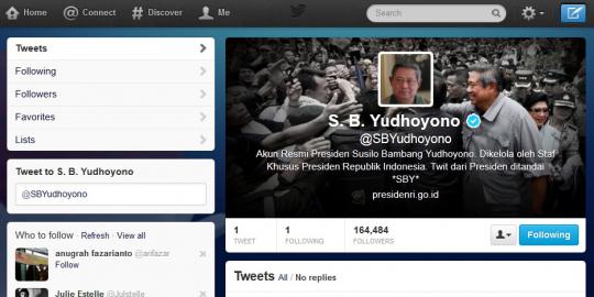 Ini kicauan pertama Presiden SBY di Twitter