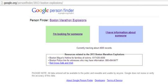 Google sediakan layanan pencarian korban bom Boston