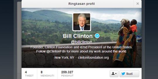 Bill Clinton pun buat akun Twitter