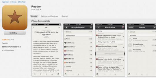 Reeder 3.1 untuk iOS luncurkan RSS alternatif Google Reader