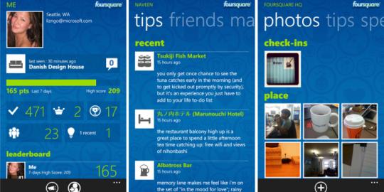Foursquare pada Windows Phone 8 akan dapatkan versi anyar