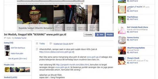 Muncul ajakan meretas situs Polri secara massal di Facebook