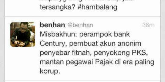 Hina Misbakhun, pemilik akun Twitter @benhan jadi tersangka