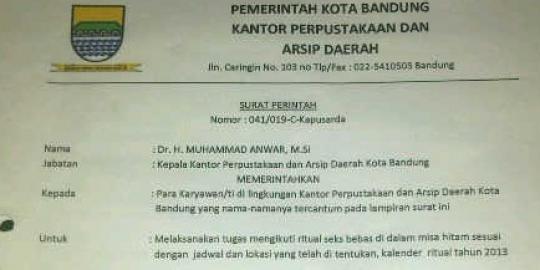Polisi yakin surat sekte seks bebas di Pemkot Bandung palsu