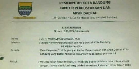 Kabar adanya sekte seks bebas bikin PNS Pemkot Bandung risih