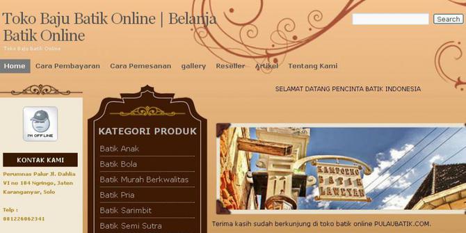 Pulaubatik.com, tempat belanja pecinta batik Indonesia 