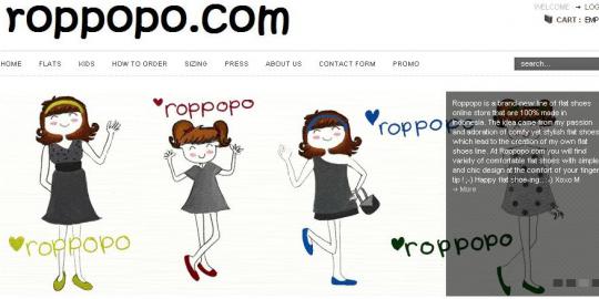 Roppopo.com, di sini ada flat shoes nyaman dengan desain unik