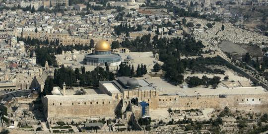 Pemandangan Masjidil Aqsa di Yerusalem dari udara