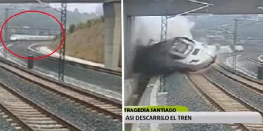 Video detik-detik kecelakaan kereta listrik di Spanyol 