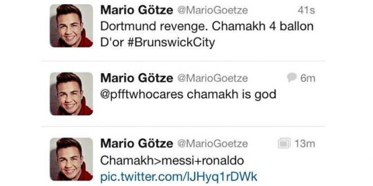 Akun Twitter pesepakbola Mario Gotze diserang hacker