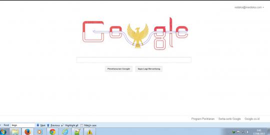 Garuda Pancasila nongol di welcome page Google