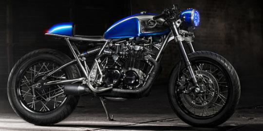 Amazing! The bright blue cafe racer