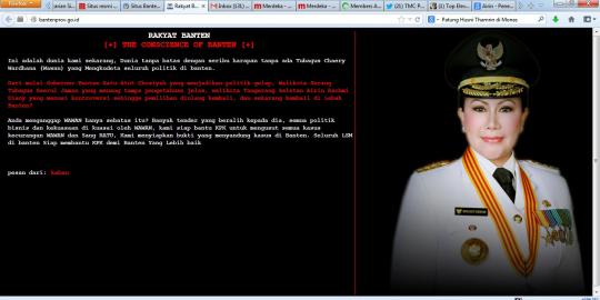 Situs Pemprov Banten dihack, ada pesan dukungan buat KPK