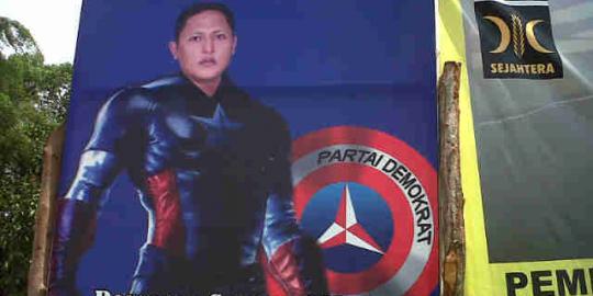 Di kampung Ahok, caleg Demokrat berlagak bak 'Captain America'