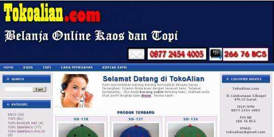 Belanja online kaos dan topi di Tokoalian.com