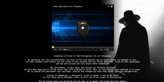 Situs pemerintah Filipina di-hack oleh Anonymous