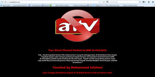 Hacker hanya beri notifikasi ke antv lewat parkir domain