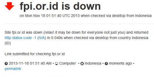 Situs FPI ternyata sudah tiada