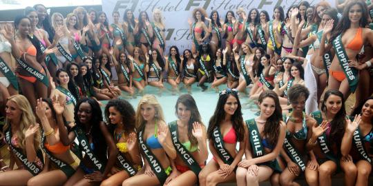 Pesona 90 kontestan Miss Earth 2013 berbikini di Manila