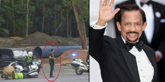 Pengawal kecelakaan, Sultan Brunei atur lalu lintas!