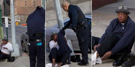 Polisi Amerika berikan bajunya pada tunawisma meski kedinginan