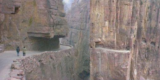10 karya arsitektur kuno yang dibuat menempel pada tebing!
