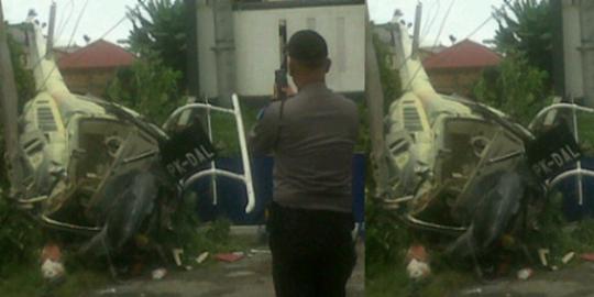 Helikopter di Berastagi tabrak gardu listrik saat lepas landas