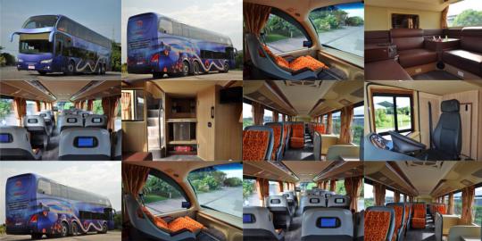 Bus mewah bertingkat dipamerkan di Jakarta pekan ini