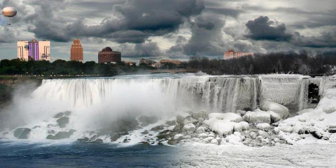 Keindahan air terjun Niagara yang membeku terkena Polar 