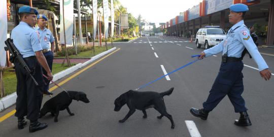 TNI AU turunkan anjing pelacak jaga keamanan Bandara Halim