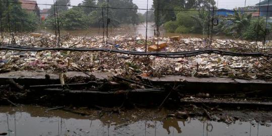 Sepekan lebih banjir, ratusan ton sampah numpuk di Kali Ciliwung