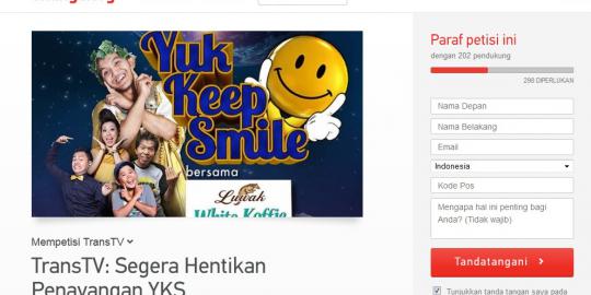 Apa kabar petisi stop Yuk Keep Smile Trans TV?