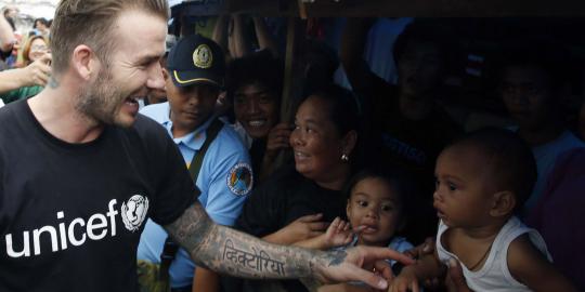 Isi waktu, Beckham kunjungi pengungsian korban Topan Haiyan